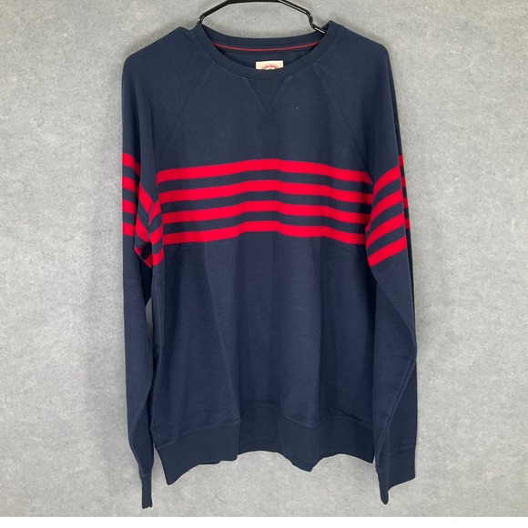 Brooks Brothers Sweater Men's Sz L Navy Red Striped Crew Neck Casual Preppy - Picture 1 of 9